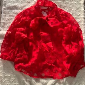 Red blouse with clear pockdots brand new never used.